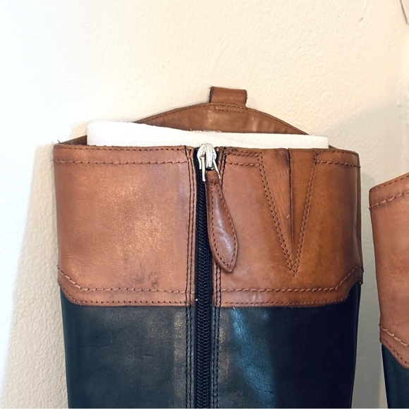 Franco Sarto Corbeit Leather Knee High Riding Boots Brown Black Size 7 - Picture 9 of 12